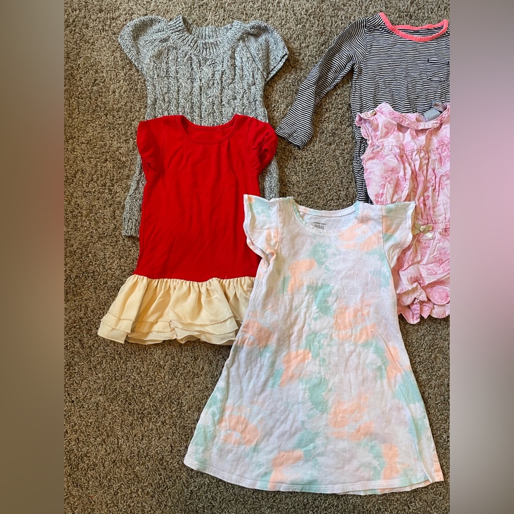 5pc Bundle Girls 4T 5T Colorful Kids Dresses & Romper Set - Picture 2 of 3